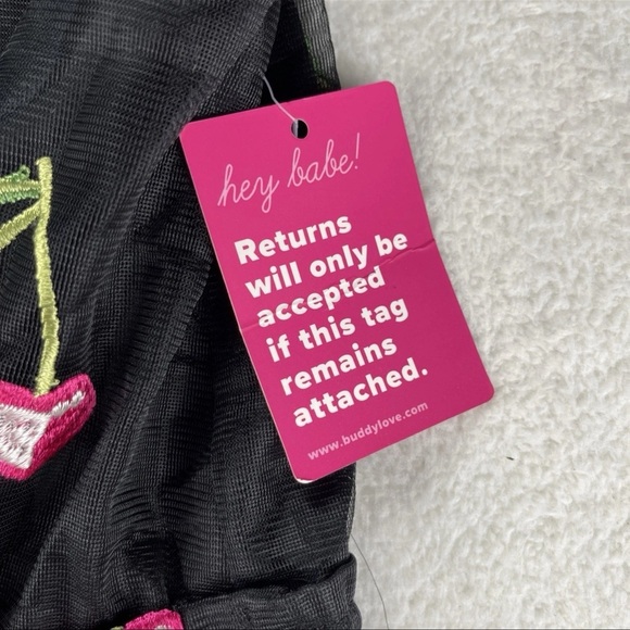 Buddy Love Sz Medium CLEMENTINE Elastic Waist Mini Dress Wild Cherries Black NWT - Picture 12 of 13